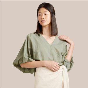 MDRN Modern Citizen 100% Organic Cotton Cropped Balloon Sleeve Blouse Size S